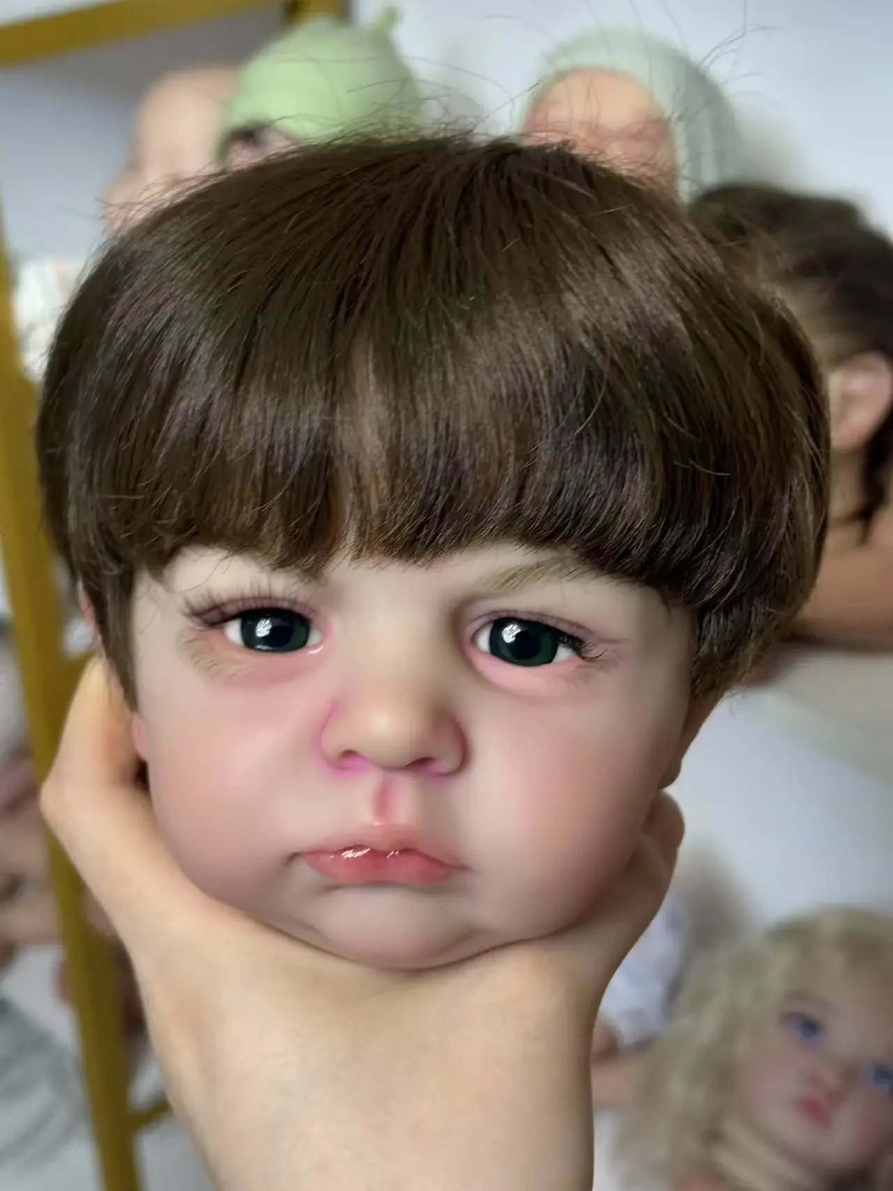 DLS personalizado suministro limitado 23 pulgadas Reborn Baby Cameron con pelo enraizado a mano pieza DIY pintada con cuerpo de tela