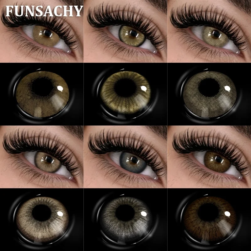 FUNSACHY nuevas lentes de contacto AVELA, lentes de contacto de maquillaje de ojos marrón Natural, lentes de Color gris, lentes suaves coreanas, cosméticos anuales para mujeres