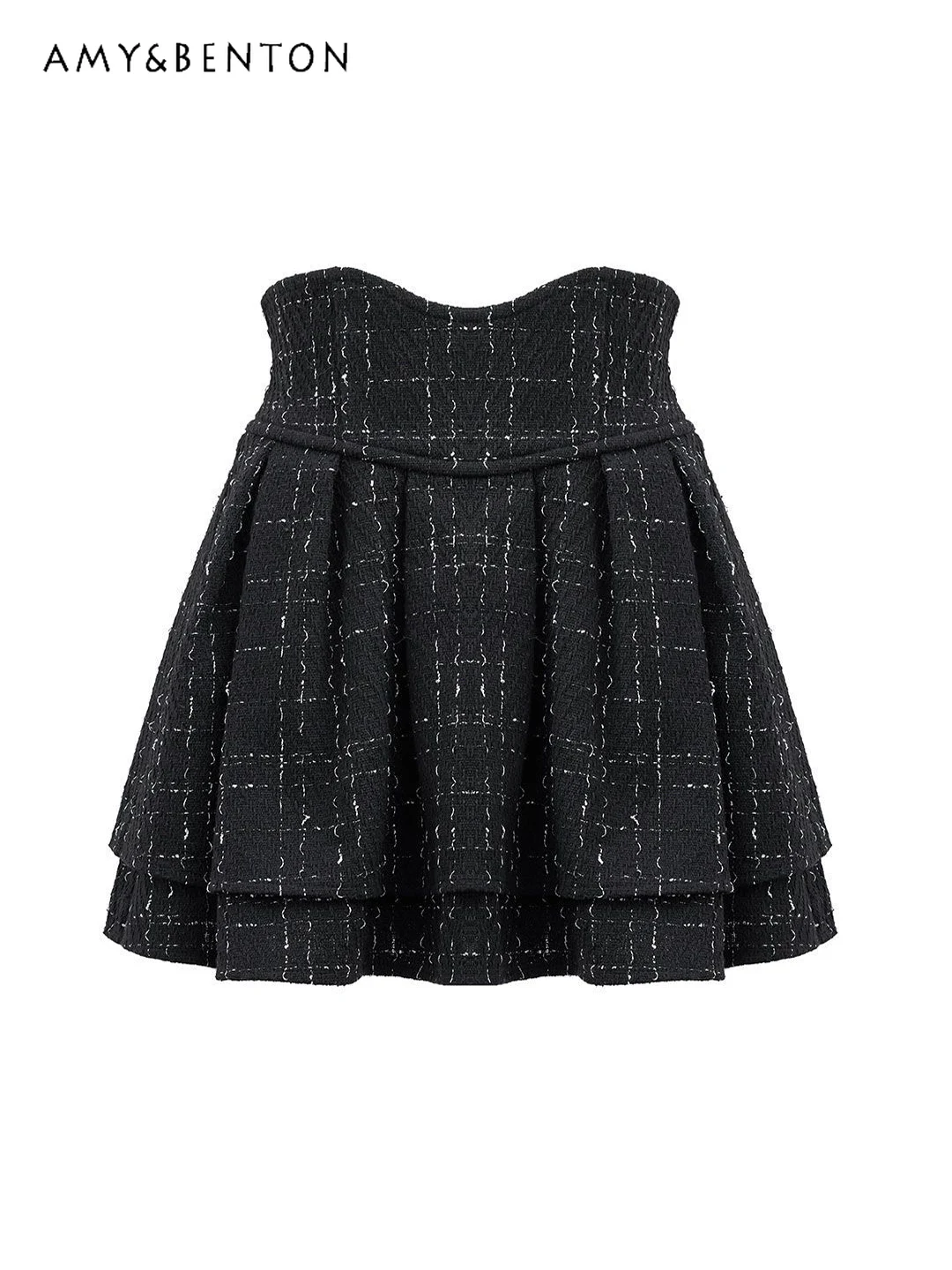 

Japanese Mine Series Mass-produced Black Tweed Skirt Women Sweet Cute High-waisted Slim A-line Skirts Original Lolita Tutu Skirt