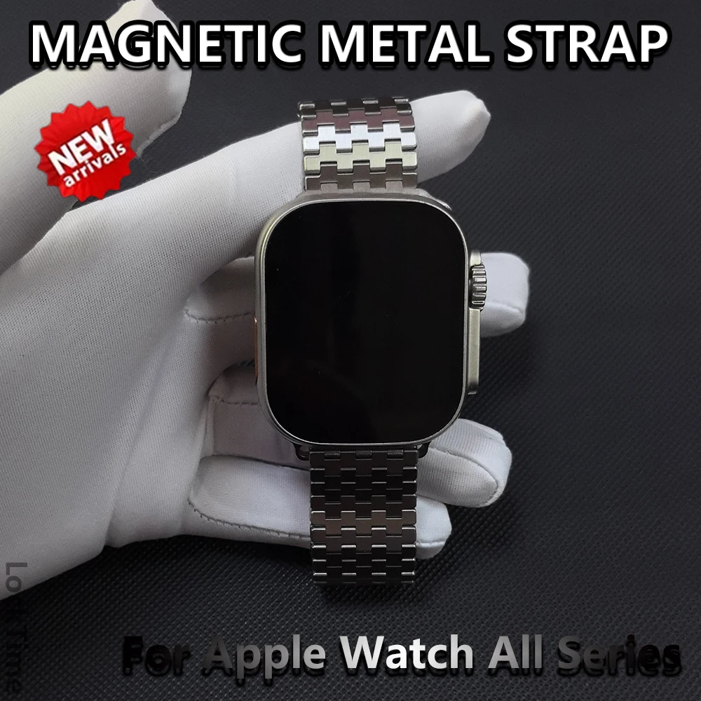 

Magnetic Metal Band For Apple Watch Ultra 49mm 45mm 41mm 44mm 40mm Stainless Steel Strap Bracelet for iWatch Series 9 8 7 SE 6 5