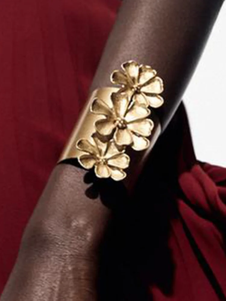 

Модный массивный широкий браслет-цветок из сплава, открытое кольцо на руку, женское, стильное, индивидуальное, трансграничные украшения