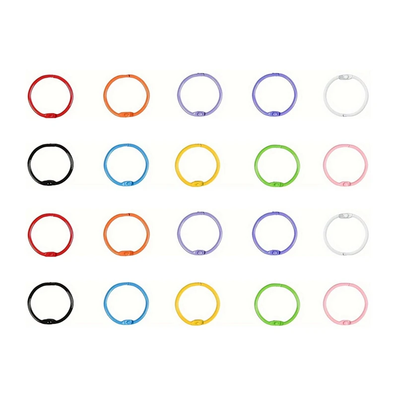 Hot-A39R-80Pcs Colorful Loose Leaf Binder Rings Book Rings Paper Rings For Index Cards Notebook Keychain Key Ring