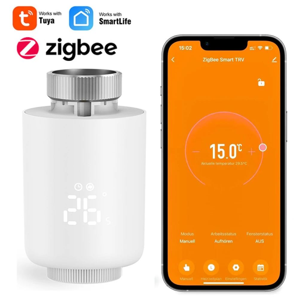 Tuya zigbee3.0 válvula termostática radiadores casa inteligente termorregulador vida inteligente app voz programável funciona com alexa google