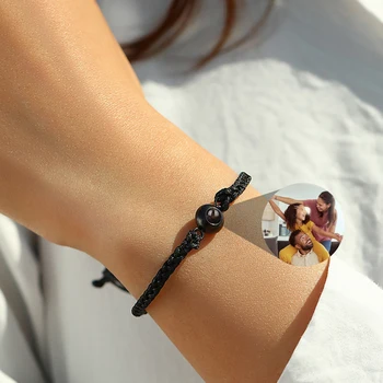 Kişiselleştirilmiş özel kadın bilezikler projeksiyon bilezik aile çift Pet resim içinde takı sevgililer günü hediyesi