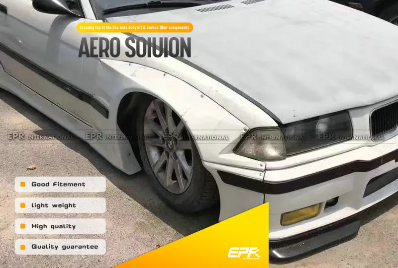 

Для BMW E36 M3 2-дверное переднее крыло в стиле RB — агрессивное широкое крыло корпуса и точное посадки