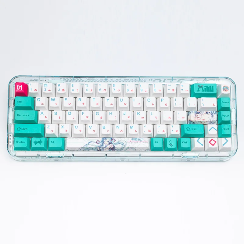 Imagem -05 - Anime Japonês Keycaps Pbt Branco Tampas de Teclado Miku Personalizadas Cherry Xda Keycap Bonito para Teclado Mecânico Aula F99 F87 F75 Gx87