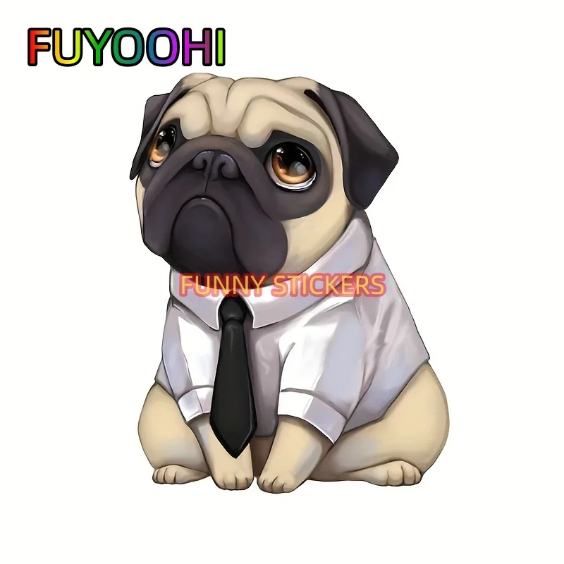 FUYOOHI Innocent Cute Pug Dog Funny Car Toilet Lid Appliance Scratches Block Creative Waterproof Stickers