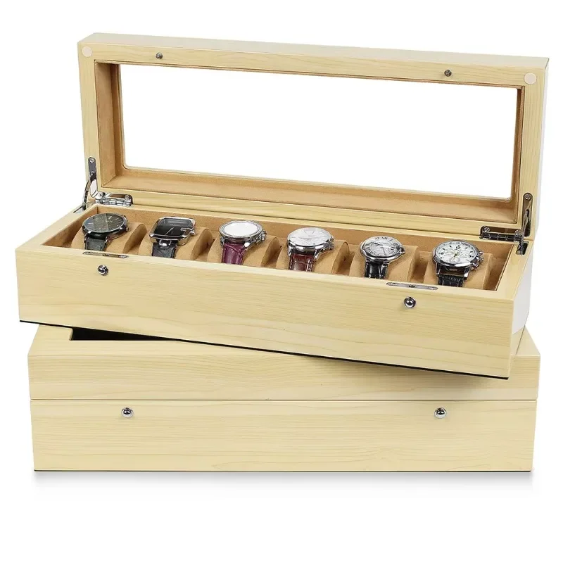 

8 popular wooden watch men's packaging box 6 slots storage gift watch wooden box
