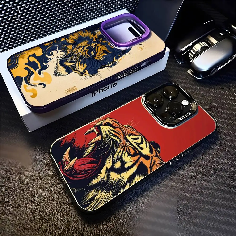 

Japanese Tiger Phone Case For iPhone 16,15,14,13,12,11,Mini,Pro,MAX Purple Matte Shockproof Cover