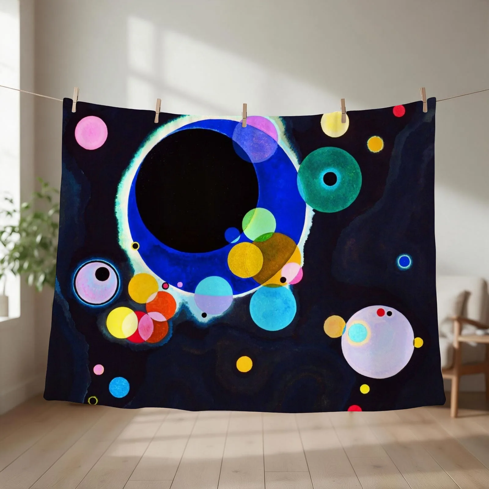 KANDINSKY HD - Several Circles 1926 Art Throw Blanket couch cozy soft plush fuzzy picnic outdoor blanket