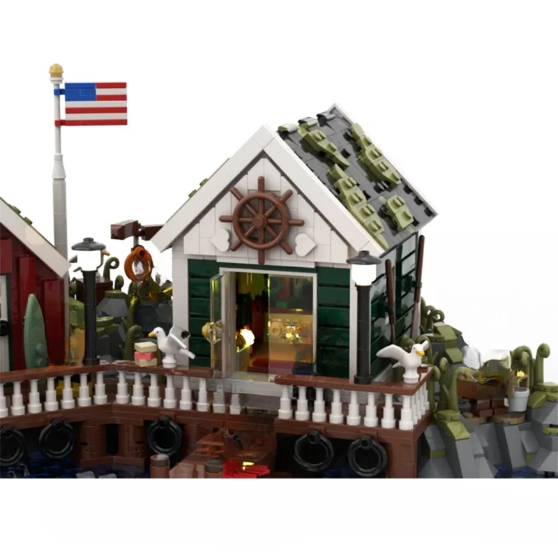 4955PCS Coast Town Diorama Architecture Model Moc Collector's Edition Building Blocks | Learning & Display Toys Gift