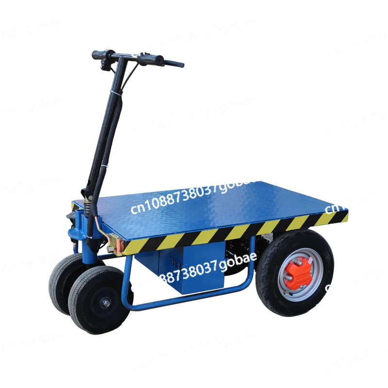 Wyj Folding Electric Flat Truck Transport Vehicle Portable Four-Wheel Construction Site Battery Car Hand