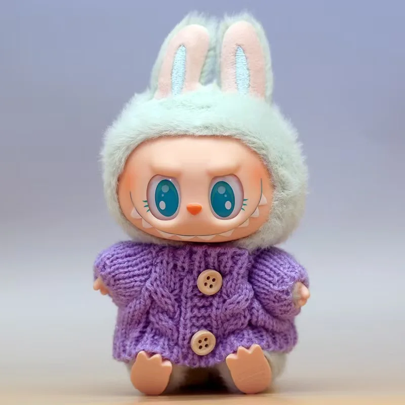 For 15/17cm Ropa Labubu Doll Clothes Outfit Accessories For Labubu V2V1 Plush Doll's Clothing Colorful Sweater Kid Toy Girl Gift