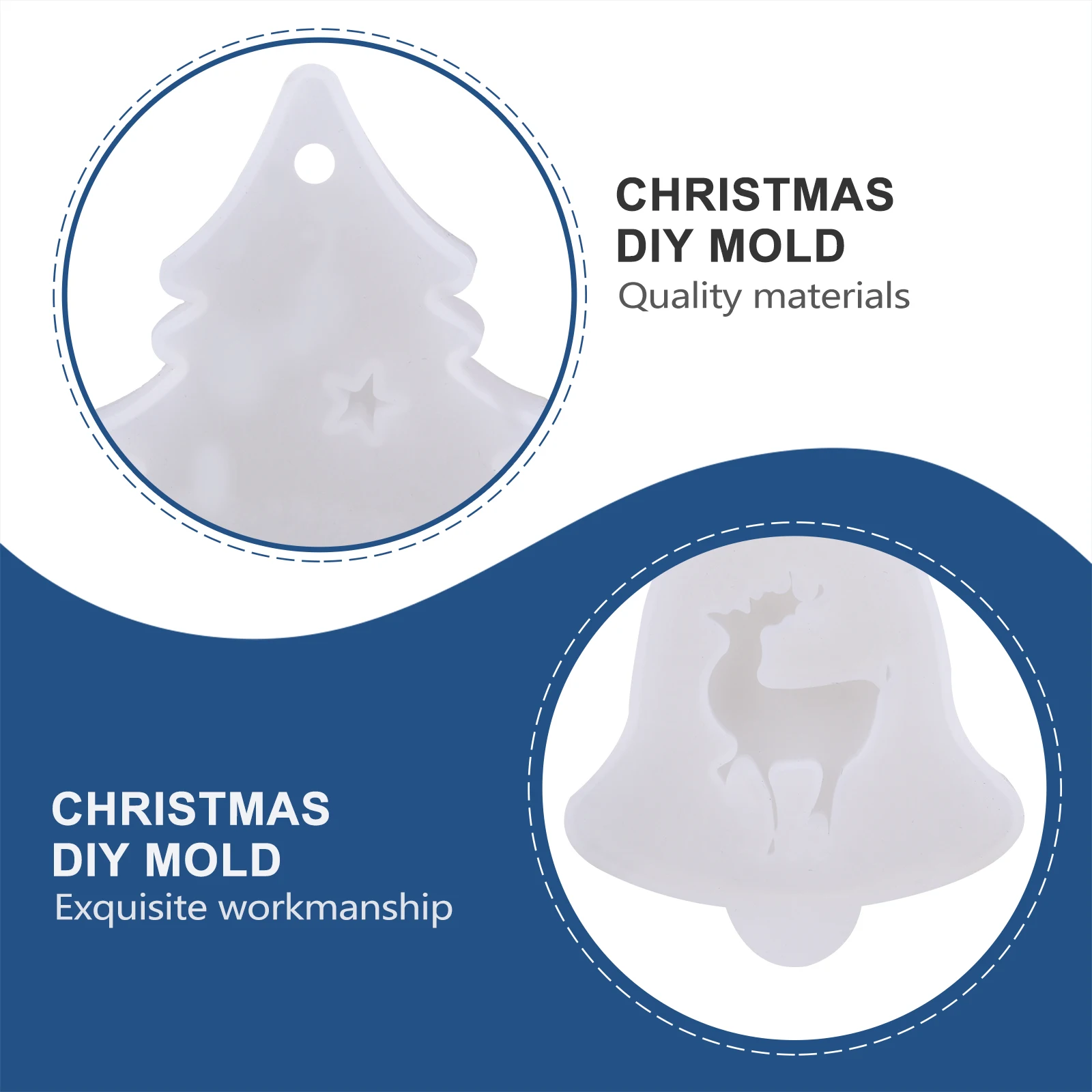 

6 Pcs Christmas Stencils Xmas Tree Mold Pendant Making Mould Chocolate Elk Silicone Handmade Silica Gel DIY Accessories
