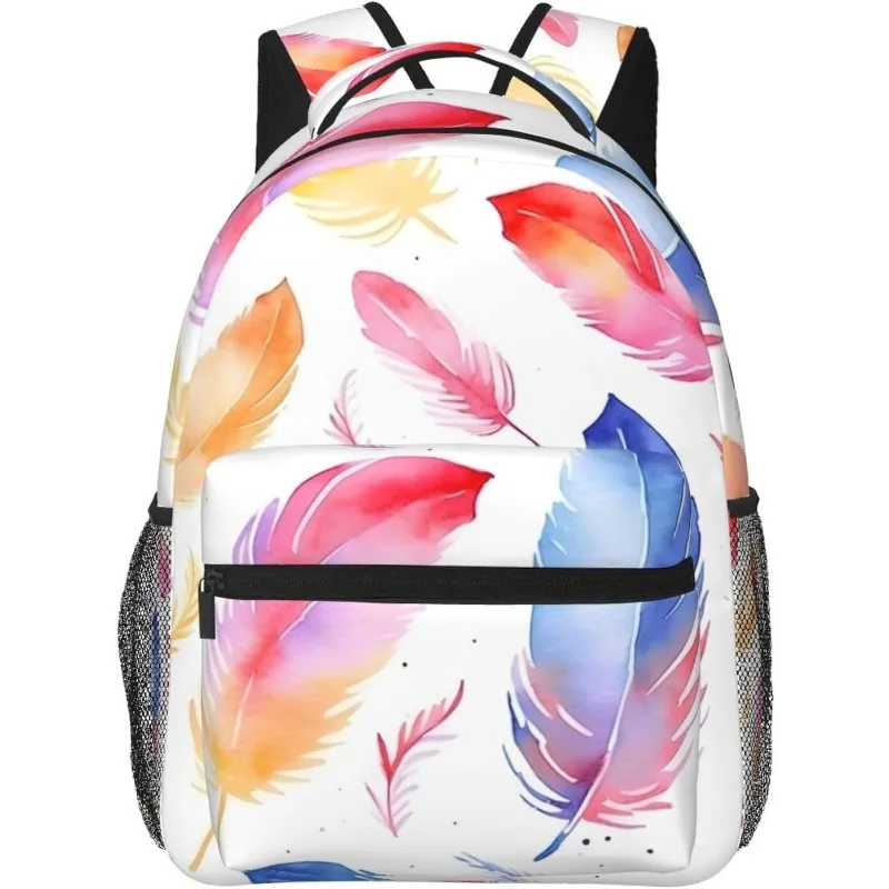 

laptop bag back to school Colorful Feather Pattern Lightweight Laptop Backpack Lightweight Multipurpose Travel Casual Daypack Un