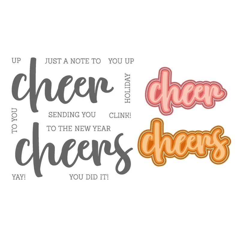 HonB Christmas Buzzword Cheer Clear Stamps for New 2021 Scrapbooking Paper Making Frame Craft Supplies Card Cutting Dies