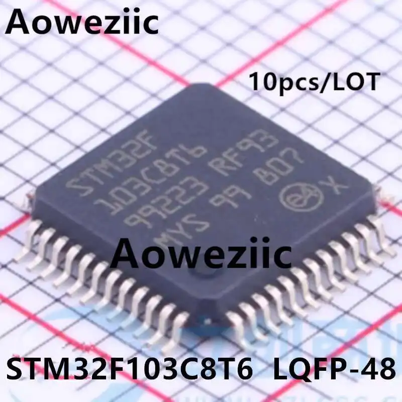Aoweziic  2024+  100% New Imported Original   STM32F103C8T6  32F103   LQFP-48  32-bit Microcontroller MCU