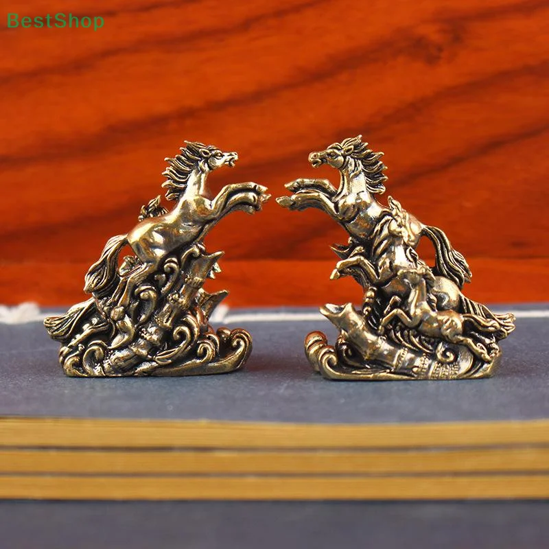 ♥♥♥Vintage Brass Retro Zodiac Horse Figurine, Galloping Horses Desktop Decoration For Office