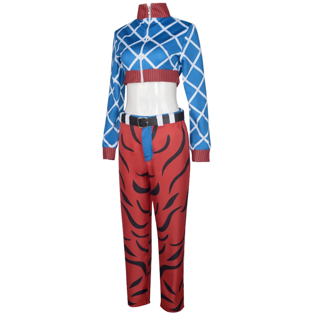 JOJO Anime Bizarre Adventure Golden Wind Guido Mista Cosplay Costume Stripe Tops Long Sleeved Sweater Uniform Man Halloween