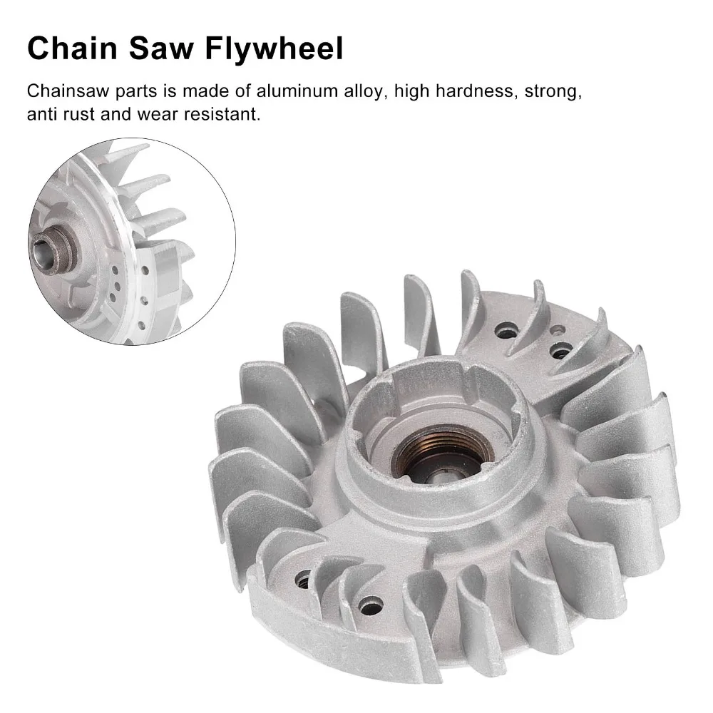 High Accuracy Chain Saw Flywheel High Hardness Aluminium Alloy Replacement Flywheel Easy to Install Grey for STIHL 044 MS440