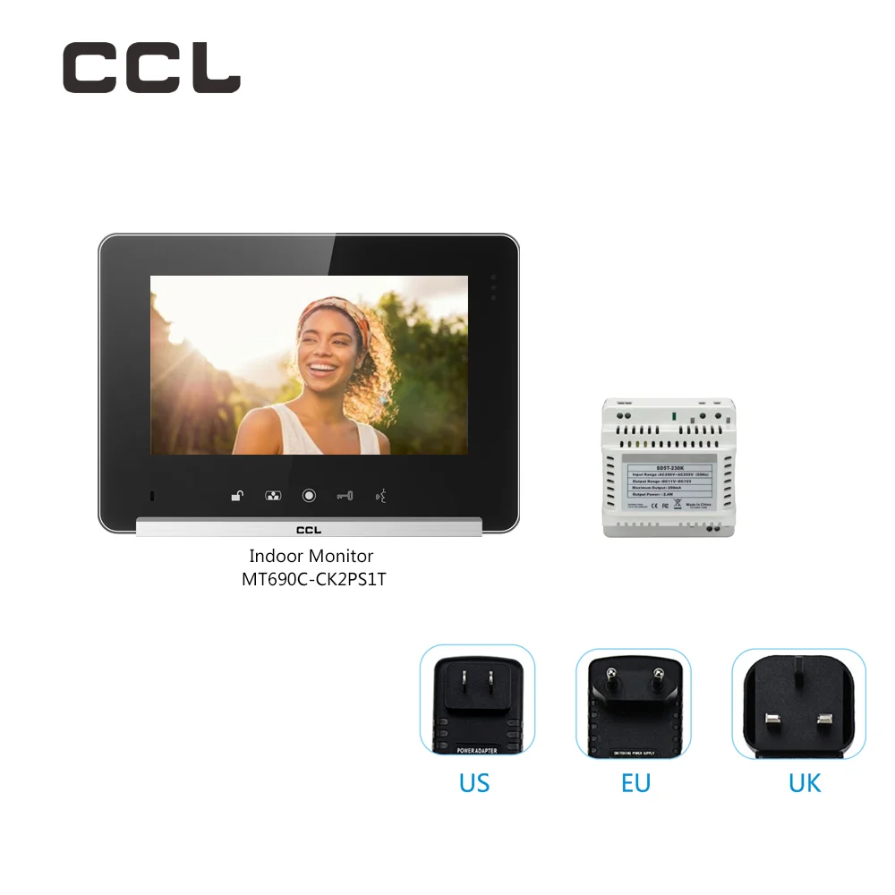 CCL 7 Inch Home Video Intercom 4-Wire Villa Door Phone Doorbell Security Protection System Control by App Unlock with Shaking