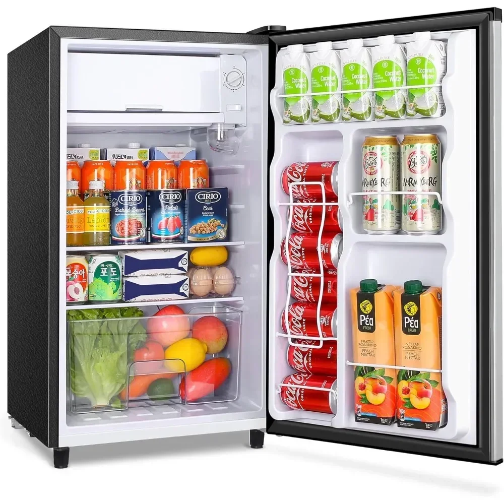 Mini Fridge with Freezer 3.2 Cu.Ft, Single Door Small Refrigerator, Energy-efficient Low Noise, Compact Fridge for Bedroom Dorm