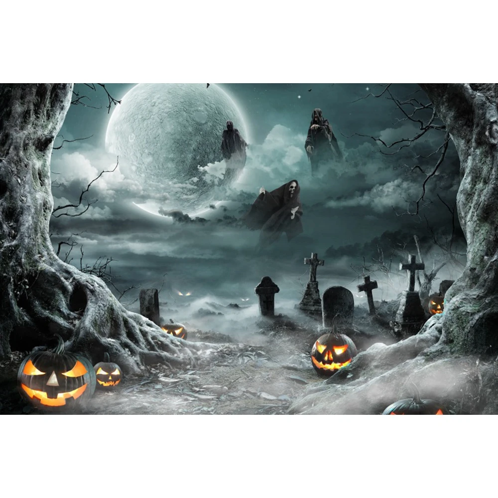 Halloween Backdrop for Photography Horror Castle Forest Pumpkin Witch Bat Child Portrait Photo Background Decor Photo Booth