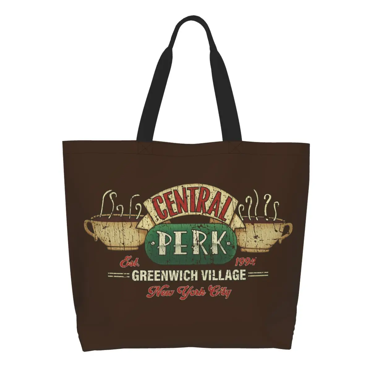 Central Perk Friends Logo Shopping Tote Bag Canvas Large Capacity Shoulder Bags Shopper Grocery Handbag for Women