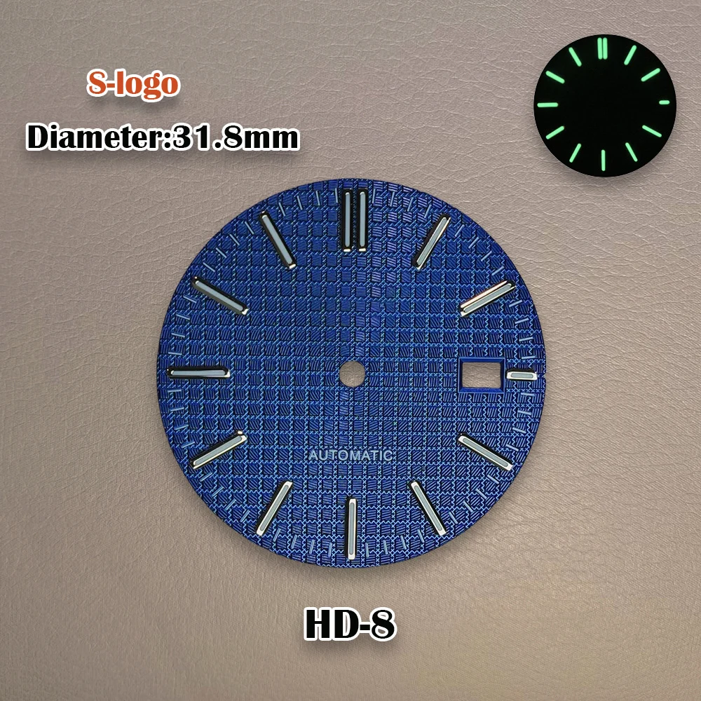 31.8mm de alta qualidade s logotipo dial waffle pixel ap mod dial adequado nh35/nh36 movimento automático verde luminoso nh35 acessórios