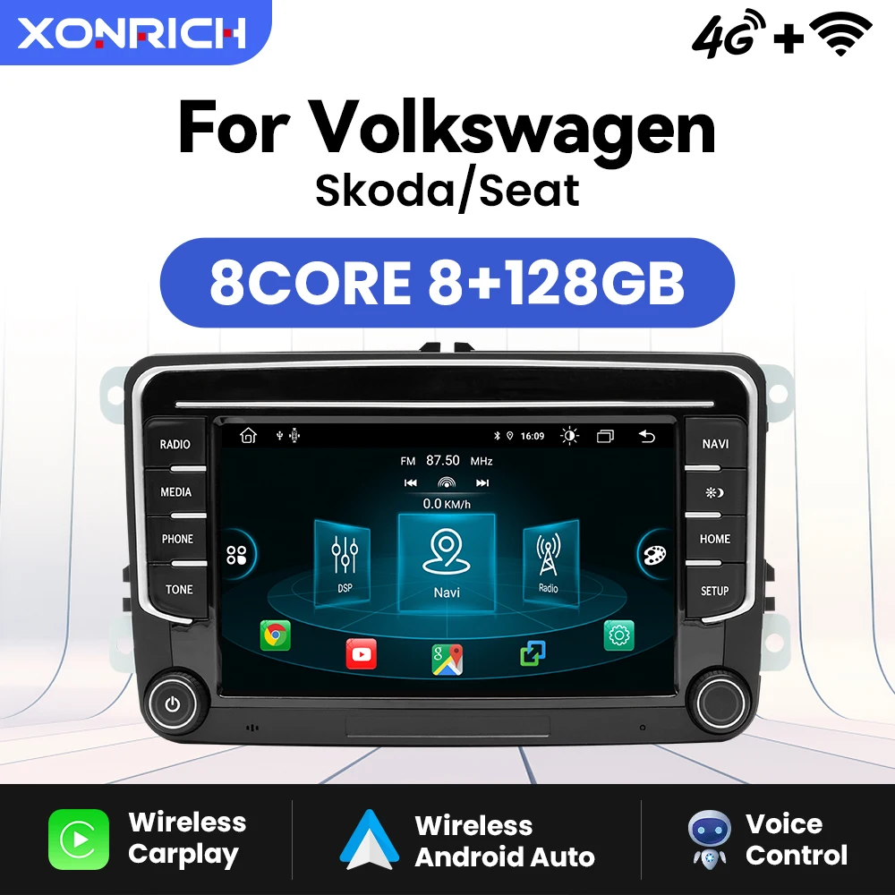 AI Voice Wireless Carplay Car Radio Player per VW/Volkswagen/Golf/Passat/b7/b6/Skoda/Seat/Octavia/Polo/Tiguan Android Auto