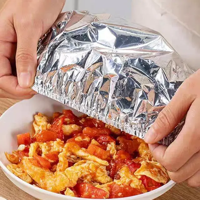 Aluminum Foil Keep Warm Covers Dining Table Food Preservation Cover Microwave Oven Heating Waterproof Oil Proof Kitchen Tools 2