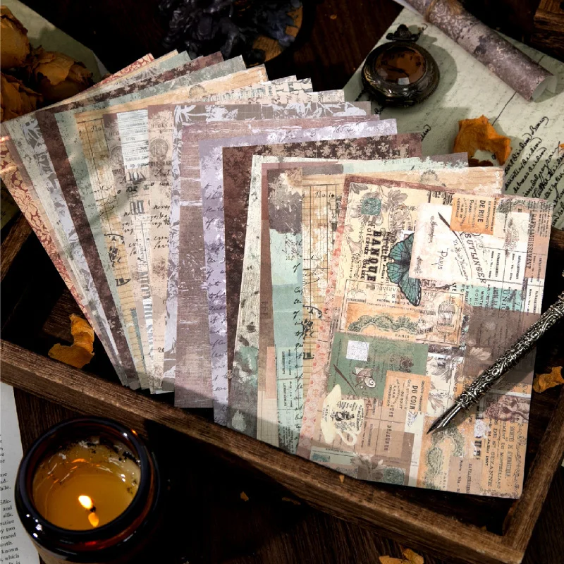 30 pcs Vintage Base Background Craft Paper for DIY Handmade Album Scrapbook Junk Journal Decorative Paper Supplies