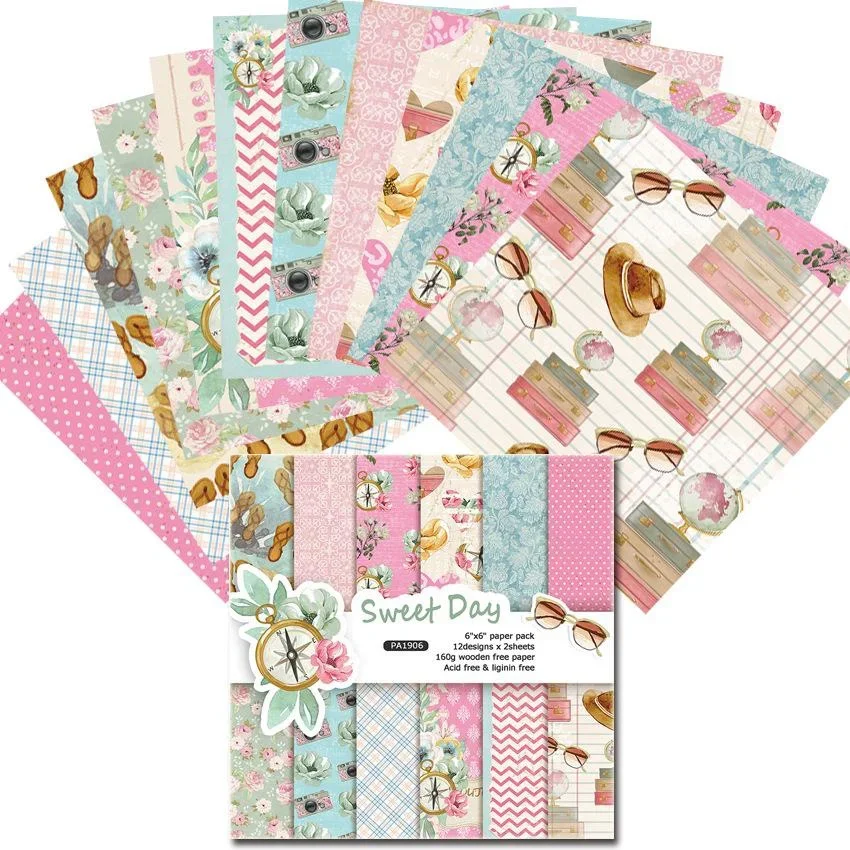 Album fotografico Scrapbook Journal Account Card sfondo carta 6 pollici Sweet Love Theme Animals Pattern 9 stili 24 fogli