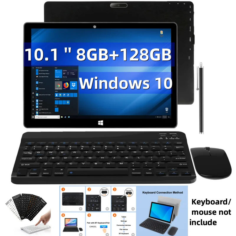 Top Sales 8GB RAM 128GB ROM 10.1 Inch 64 Bit  Windows Tablet PC with Keyboard AR10 HDMI-Compatible 1920 x 1200 IPS WIFI x5-Z8350