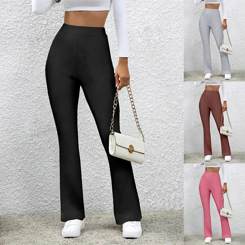 

Women's Solid Colour Trousers Casual Slim Flared Pants High-waisted All-match Sweet Female Pants Street Wear New Fashion