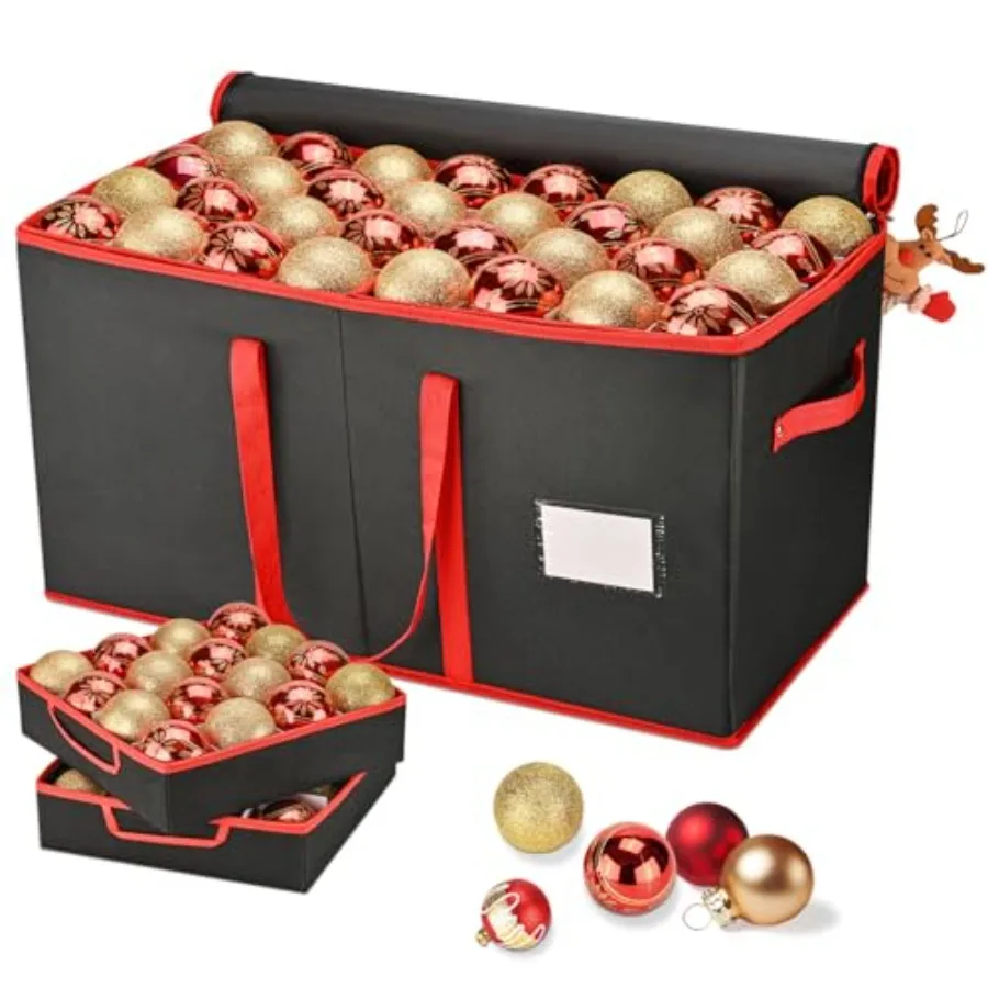 

Christmas Ornament Storage Box Ornament Storage Organizer Fits 128 of 3 inch Ornament Balls 8 Removable Tray Ornaments Storage