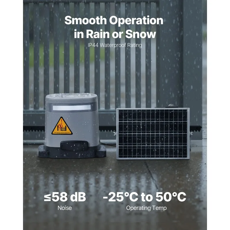 280 W Solar-Toröffner, 1799 lbs, elektrischer Toröffner, Kettenantrieb, 2 Fernbedienungen