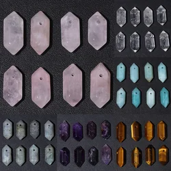 Natural Stone Hexagonal Pendant Mineral Quartz Charms Amazonite Column Pendant for DIY Jewelry Necklace Making Bracelet 9x20mm
