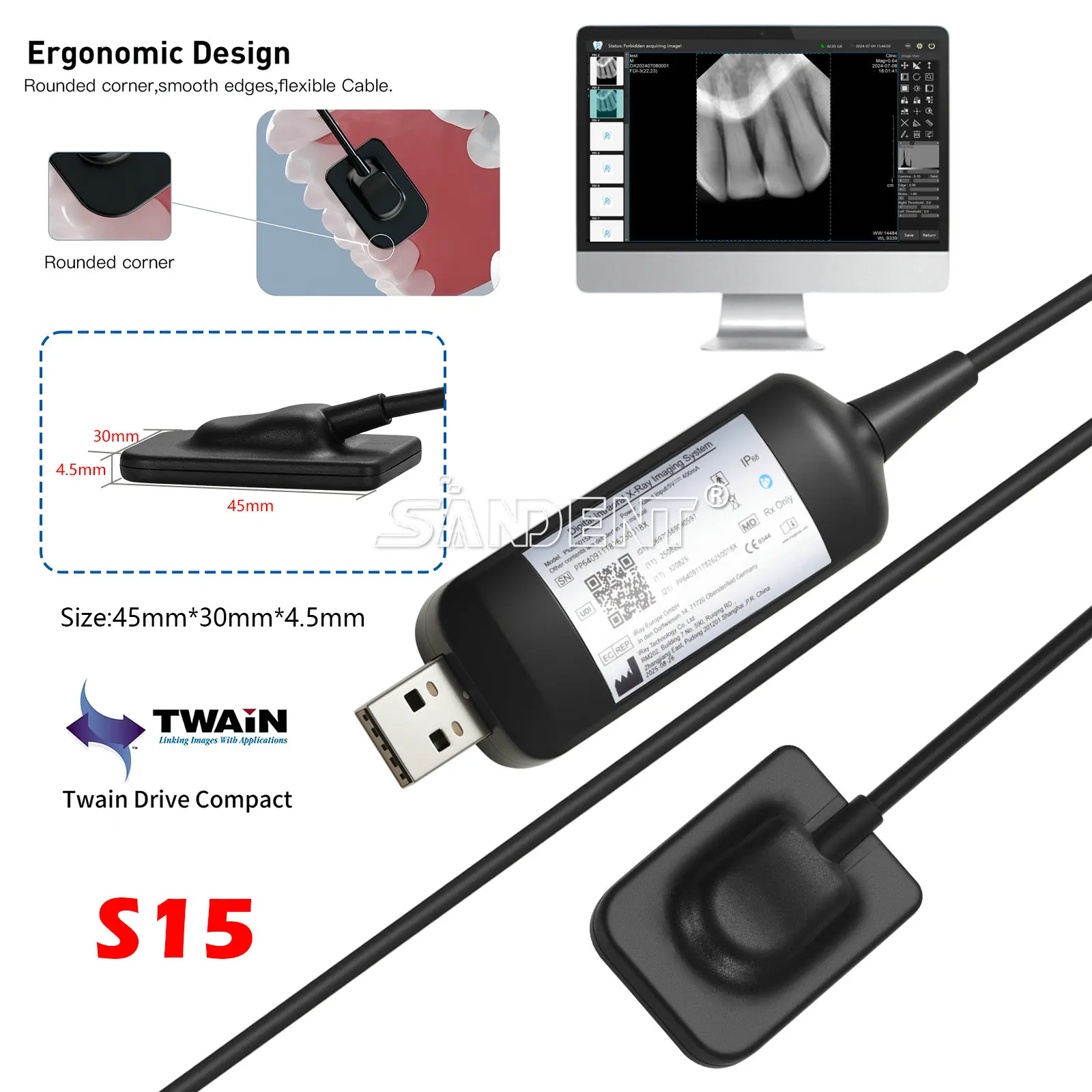X-Ray Holder Digital Xray Sensor Imaging System S15 Size Sensor Fit Twa*n
