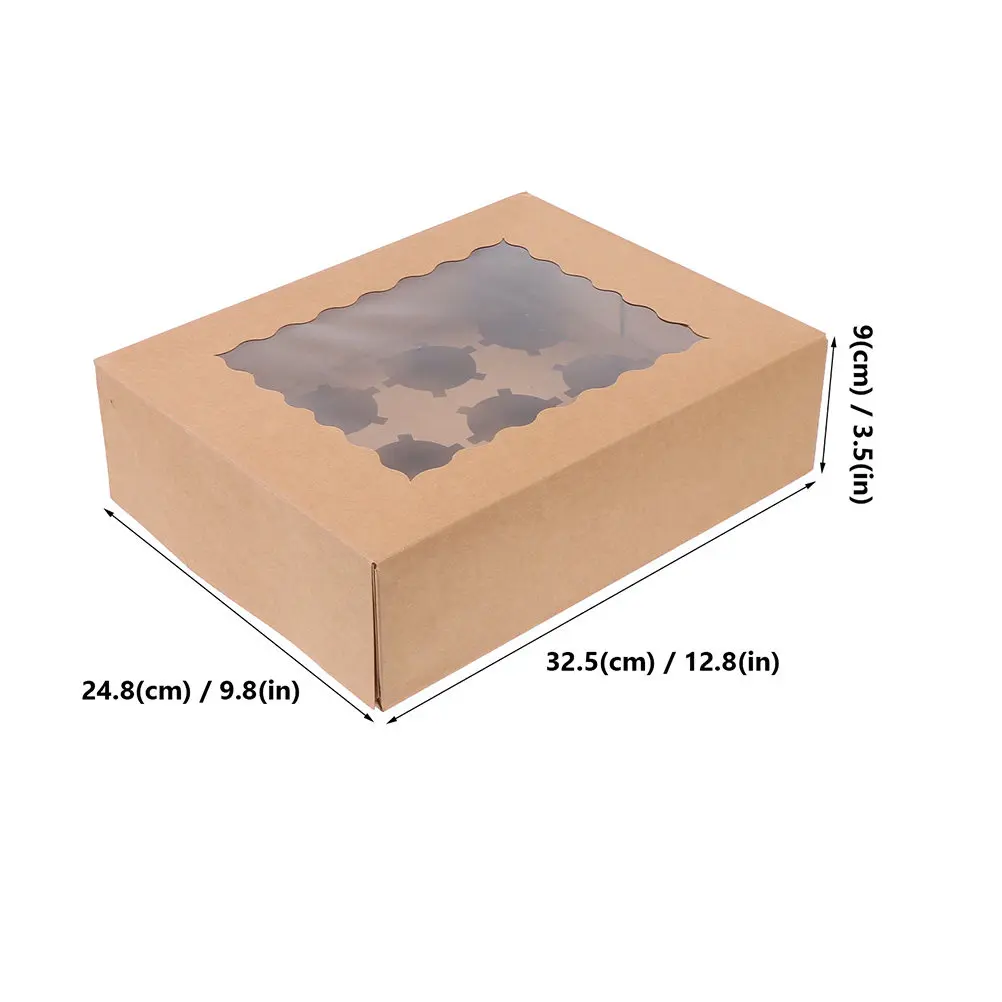10Pcs Paper Cupcake Boxes Portable Clear Window Muffins Pastries Storage Packaging Practical Use Cupcake Boxes