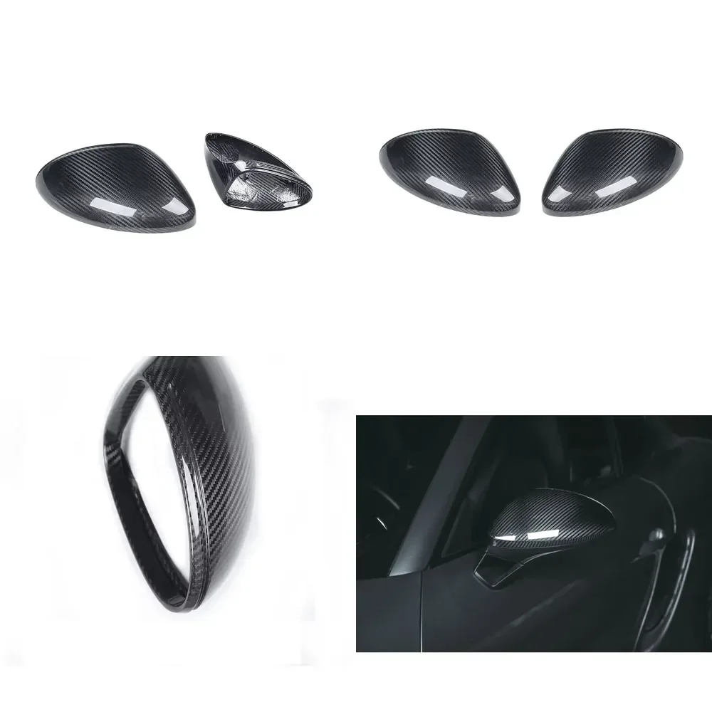 981 718 Boxster Cayman LHD Front Side View Mirror Dry Carbon Fiber Housing Mirror Case New km Brand Unpainted Black