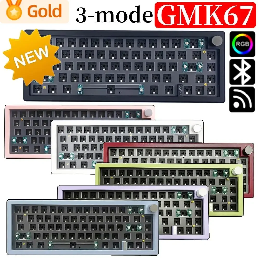 

NEW GMK67 Bluetooth Wireless Mechanical Keyboard 2.4G 3 Mode Hot Swappable Customized Keyboard RGB Backlit DIY Gaming Keyboard