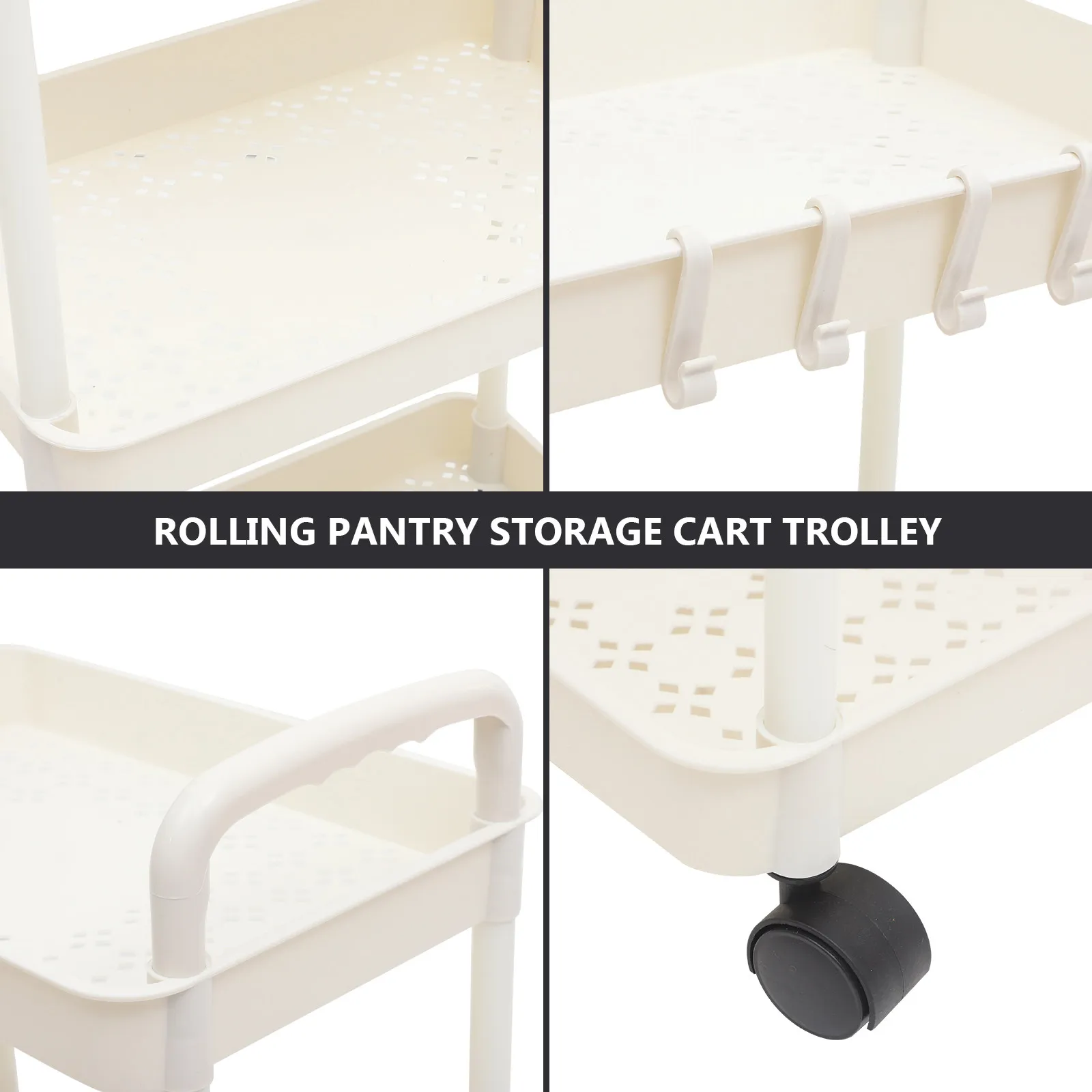 

Трехуровневая передвижная тележка для хранения из прочного полипропилена, многоярусный органайзер для кладовой, кухни, ванной комнаты, дома, офиса, прачечной