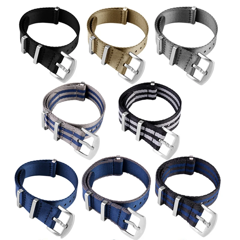 20mm 22mm Dark blue gray Khaki nylon strap Band Men\'s For Omega Seahorse mido Casio Seiko NO 5 Samsung Galaxy Sports watchband