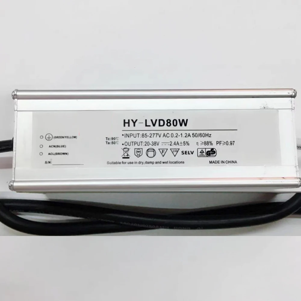80W Constant Current High Power Led Driver 20-38VDC 2400mA Anti Lightning Led Power Supply