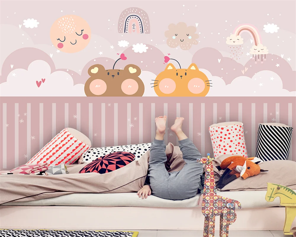 

Beibehang индивидуальные papel de parede, современные новые обои для спальни, гостиной, детской комнаты с мультяшными животными