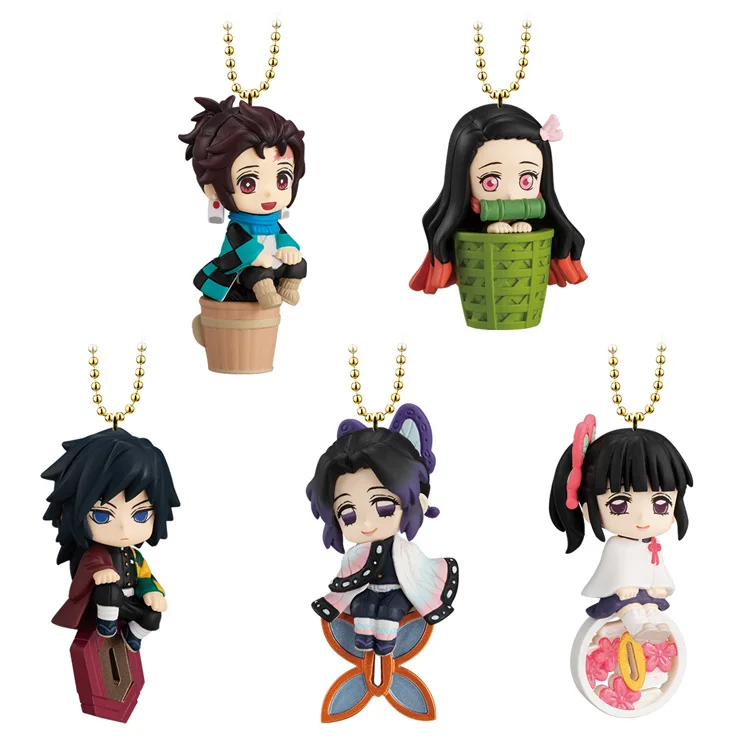 Bandai-juguetes colgantes de Demon Slayer EX CASHAPON, Tanjirou, Kamado, Zenitsu, Agatsuma, Inosuke, Hashibira, Shinobu, Kochou