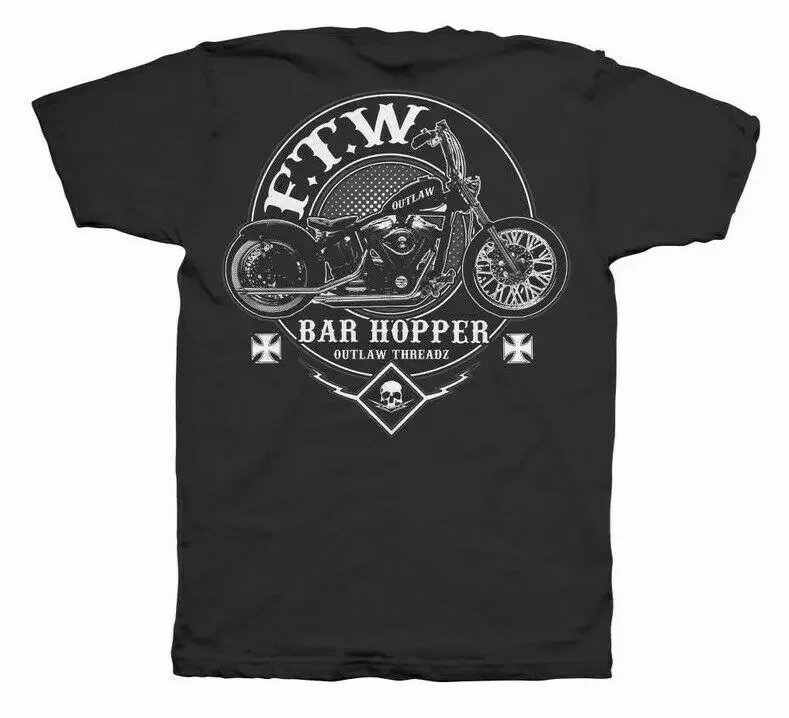 Outlaw Threadz Hopper Skull Motorcycle Biker Rider FTW For The Win T Shirt MT163