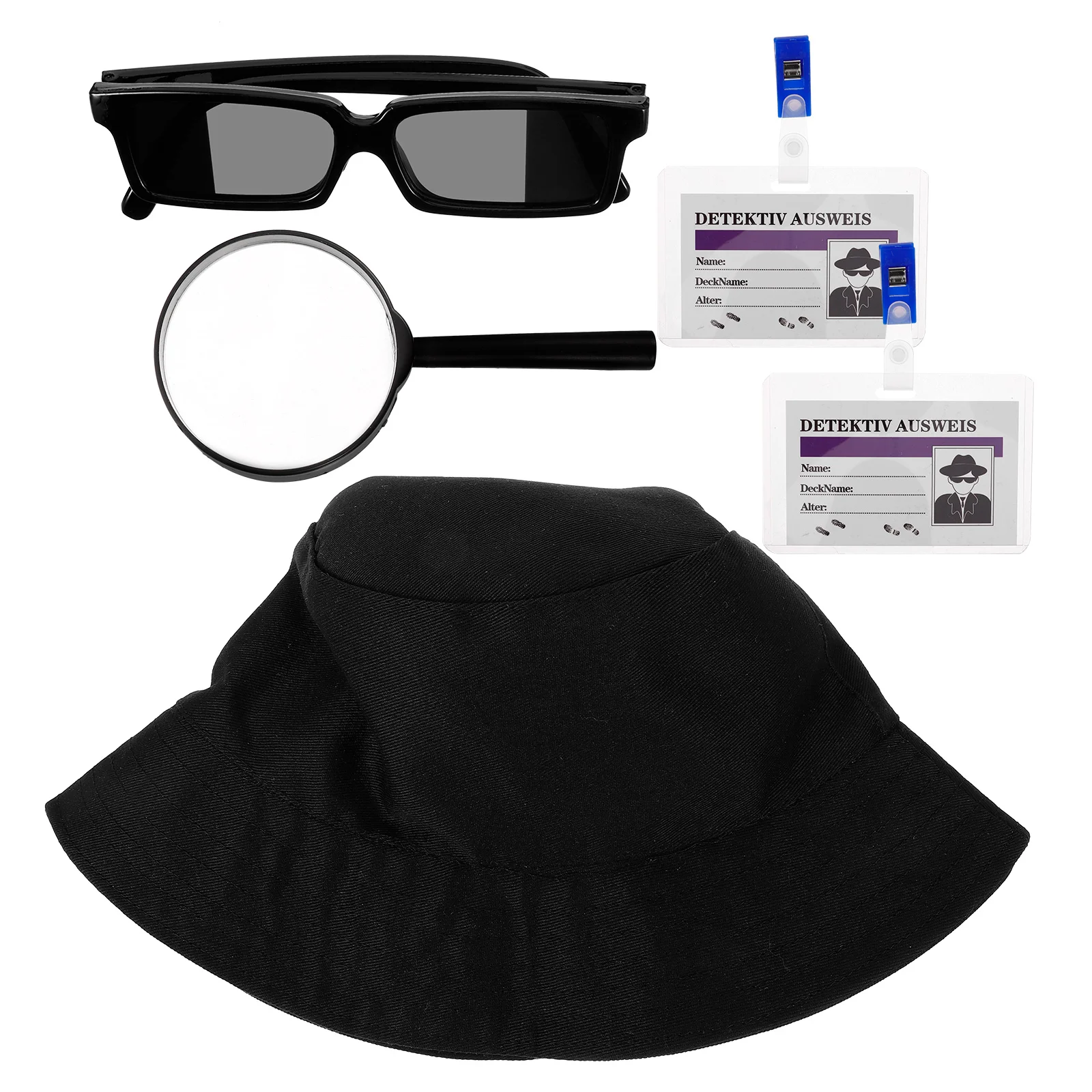 Detective Party Toys Glasses Kit Role Play Props Fake Name Card Costume for Unisex Cosplay Accessory Top Hat