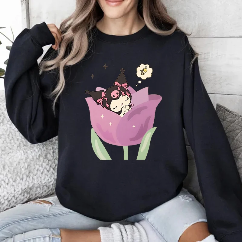 Pullovers Start Of School Season Sweatshirts sweater Hoodies Clothes Long Sleeves Women Clothing Cute Ladies Top Kuromi Clothing